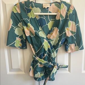 Sézane Floral Wrap Top